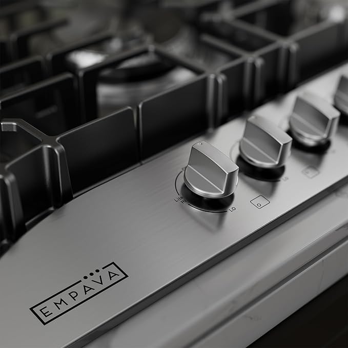 Empava 30 Inch Gas Cooktop with 5 World Class Made in Italy SABAF Burners, LPG/NG Convertible, Ideal RV Top Stoves for Kitchen, Stainless Steel