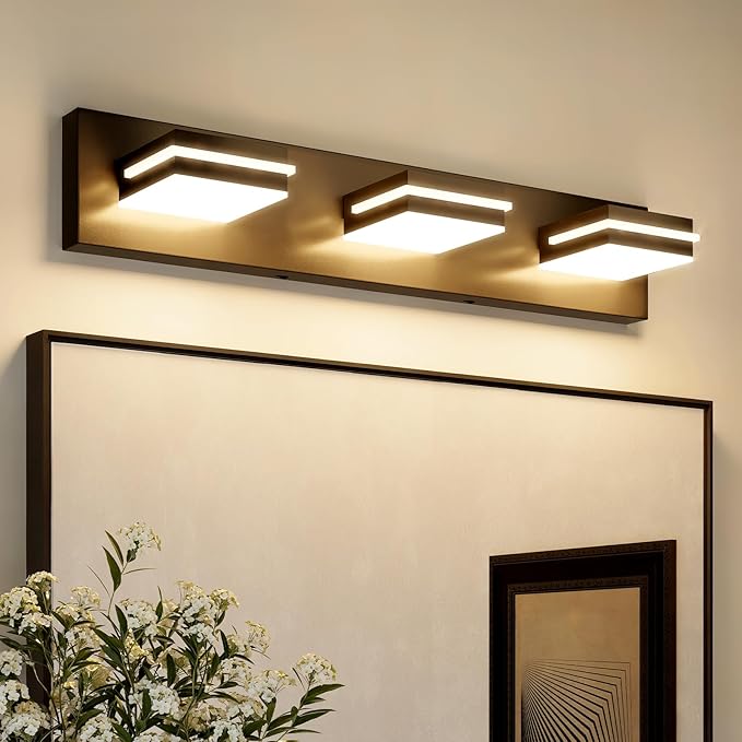 VOLISUN 5CCT Bathroom Light Fixtures Over Mirror, Dimmable, 360°Rotatable Head, 24 inch, 3 Light Bathroom Vanity Light Fixtures, Black LED Vanity Lights for Bathrooms-ETL Certificated