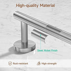 USHOWER Brushed Nickel Bathroom Hardware Set, Modern 18-Inch Towel Bar Set Wall Mounted, Durable SUS304 Stainless Steel Bathroom Accessories Set, 4-Piece
