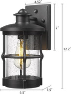 Outdoor Wall Sconces, Dusk to Dawn Outdoor Wall Lights, Exterior Wall Mount Lighting, Wall Light Fixture in Black Finish with Seeded Glass, 2 Pack, DDLTM-W-2Pack