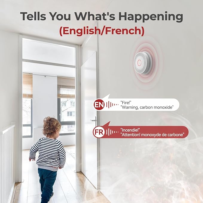 Smoke & Carbon Monoxide Detectors 10-Year Battery, Photoelectric Sensor & Test-Silence Button - UL217-9th Listed Fire Alarms for Home Safety (4 Pack)