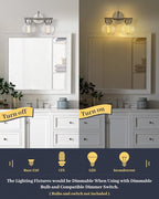 EAPUDUN 2-Light Bathroom Light Fixtures Over Mirror, Brushed Nickel Vanity Lights for Bathroom Modern Wall Sconces Vanity Light Porch Lamp Bathroom Lighting Vanity Lighting Fixtures