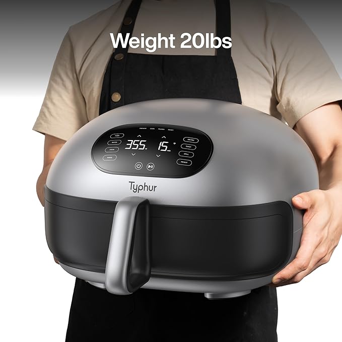 Typhur Dome 2 Air Fryer, Extra Large Airfryer with Superior Airflow, Self-cleaning Smart Digital Fryer with PFAS free Basket for Quick Easy Meals, Fits a 12" Pizza or 4-Slice Toast