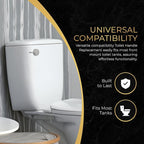 RAVINE Premium Modern Luxury Universal Toilet Handle Replacement, Majestic Collection. Toilet Lever Replacement, Easy Install (Nickel, Front Mount)