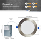 CycevSun Brushed Nickel Recessed Lighting 6 Inch with Night Light 12 Pack, Canless Ultra Thin Wafer Downlight Outdoor Exterior Soffit, Dimmable & 5CCT Selectable, 12W, ETL & Energy Star