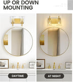 zeyu Bathroom Vanity Light Fixtures, 2-Light Wall Sconce for Bathroom Above Mirror, Gold Vanity Light with Clear Glass Shade, ZSL72B-2W BG