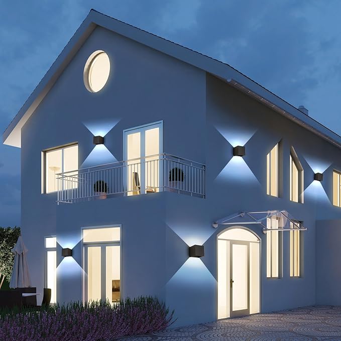 LED 20W Outdoor Wall Lights Exterior/Interior 3 Colors Adjustable Wall Sconce Up and Down Light Porch Lights IP65 Waterproof Exterior Wall Sconce Modern Outdoor Lighting Square Aluminum Black