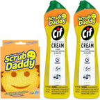 Scrub Daddy + 2x Cif All Purpose Cleaning Cream, Lemon - Multi Surface Household Cleaning Cream Scratch-Free Multipurpose Dish Sponge