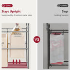 Tajsoon Laundry Hamper with Hanging Rack, Laundry Sorter 4 Sections, 4 Basket Butler with Lockable Wheels and Removable Bag, Rolling Laundry Cart for Bedroom, Beige