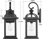Darkaway 2pcs Outdoor Lights Fixtures Wall Mount, Large 22inch Outdoor Wall Sconce Lights with Seeded Glass Waterproof Outside Exterior Lights Fixture for House Front Porch Patio