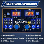 BILT HARD 200A 6- In-1 Multi-Process Aluminum MIG Welder, 110V/220V MIG/Flux Core MIG/Lift TIG/Stick/Spot Welding/Spool Gun Compatible with IGBT Inverter Welding Machine