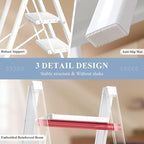 GameGem 2 Step Ladder, Folding Step Stool with Wider Pedal, Anti-Slip Feet & Non Slip Stripes, Aluminum Sturdy Material, 300Lbs Capacity, Elegant Look of Modern White Better Matches Your Home