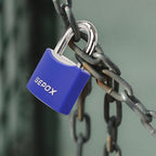 SEPOX® Large Outdoor Padlock, Heavy Duty 50mm 2" All-Weather Keyed Padlock - Solid Steel Body with 3pcs Keys, Waterproof Blue Cover, Ideal for Gates, Fences, Chain, Gym Lockers, Toolboxes & Sheds