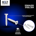 Bolt Dropper Stainless Steel Wood Screws - #12 x 1-1/4" Flat Head Phillips - 25 Pack - Silver Stainless Steel Self-Tapping Screws - Corrosion Resistant for Home Improvement - Indoor and Outdoor Use