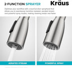 KRAUS Coda 2-Function Single Handle Pull Down Kitchen Faucet in Matte Black, KPF-1626MB