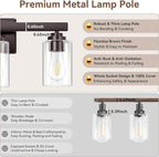 3-Light Bathroom Light Fixtures, 19" Modern Vanity Lights Over Mirror with Clear Glass Shades, Brown Light Fixture, Classic Wall Light Fixture for Mirror Living Room Cabinet Bedroom Porch