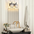 Crystal Vanity Lights - Black, 2 Light Modern Bathroom Vanity Light Fixtures Over Mirror