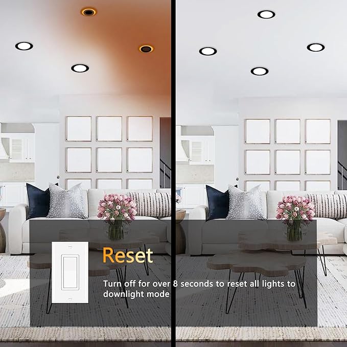 CycevSun 16 Pack Black Recessed Lights 4 Inch with Night Light, Canless Ultra Thin Wafer Soffit Downlight with Junction Box, Dimmable & 5 Color Selectable, 9W, ETL & Energy Star