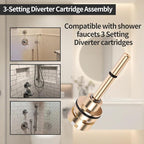 RP51918 3 Setting Diverter Cartridge-3-Setting Diverter Compatible With RP51918 Replacement Part Set,3 Way Shower Diverter Valve,2 Individual Positions, 1 Shared Position, Brass Construction.