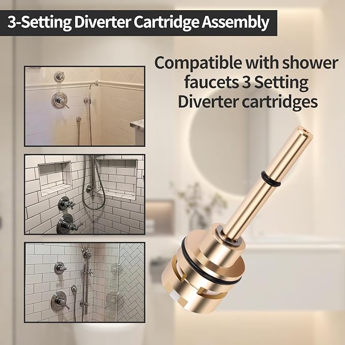 RP51918 3 Setting Diverter Cartridge-3-Setting Diverter Compatible With RP51918 Replacement Part Set,3 Way Shower Diverter Valve,2 Individual Positions, 1 Shared Position, Brass Construction.