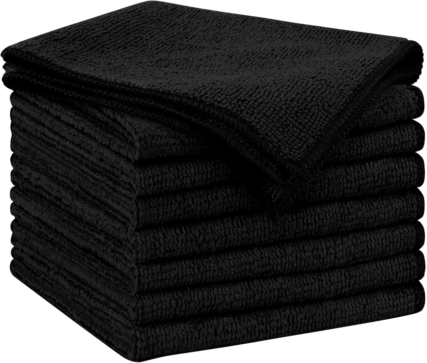 AIDEA Microfiber Cleaning Cloth Black 8PK, Microfiber Towels for Cars, Premium Car Cloths, Dusting Cloth Lint Free Cleaning Rags for SUVs, House, Kitchen, Window, Workshops,11.5×11.5"