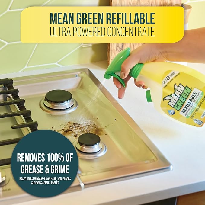 Mean Green Refillable Ultra Powered CONCENTRATE Multi Purpose Cleaner, Citrus & Green Tea, 14.3 fl oz