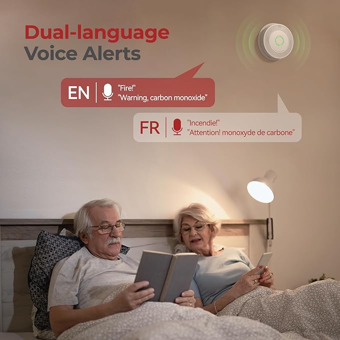 Hardwired Smoke and Carbon Monoxide Detector with Voice Alert,Wired Interconnected Smoke Alarm and Carbon Monoxide Detector Battery Backup,Fire Alarms and CO Detector for Home, 3-Pack