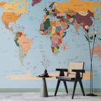 artgeist Wall Mural World Map 193x138 in - XXL Peel and Stick Self-Adhesive Wallpaper Removable Large Sticker Foil Wall Decor Print Picture Image Design Map of The World k-B-0001-a-c