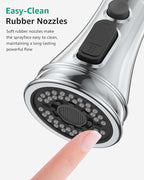 Mbillion Universal Polished Chrome Kitchen Faucet Sprayer Head Replacement – 3-Function Pull-Down Nozzle with 14 Adapters – Fits Moen, Delta, Kohler, WEWE & American Standard