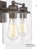 Vanity Lights for Bathroom, HWH Farmhouse 2 Light Vanity Wall Lamp with Oil-Rubbed Bronze Finish, Wall Lighting Over Mirror, Dressing Table, Powder Room, 5HLT63B-2W ORB