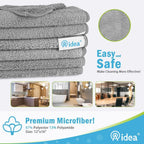 AIDEA Microfiber Cleaning Cloth-8PK, Soft Microfiber Towels for Cars, Absorbent Cleaning Rags, Lint-Free Streak-Free Wash Cloths for House, Kitchen, Window(12in.x16in), Grey