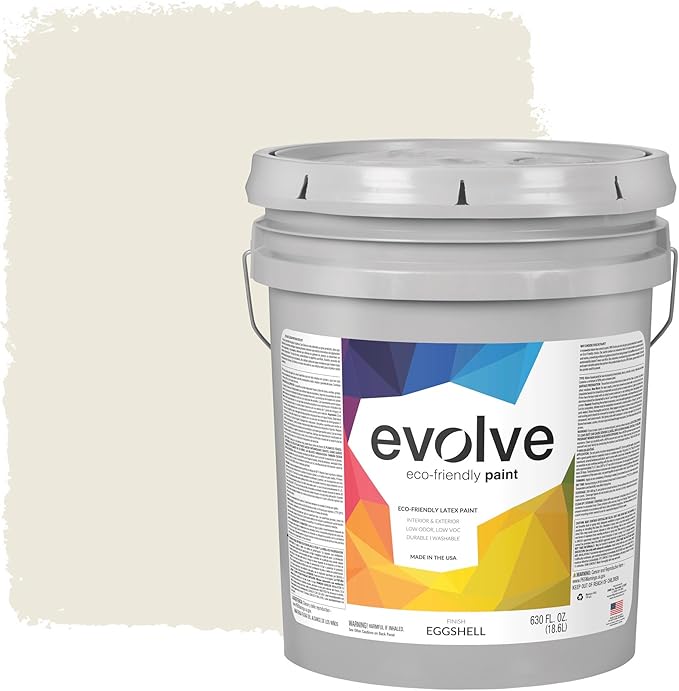 EVOLVE Paint & Primer: Environment-friendly, Low Sheen with One-coat Coverage for Interior & Exterior surfaces (Ivory Cloth, 5-Gallon)
