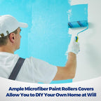 Leumoi 500 Pcs 4 Inch Paint Roller Mini Rollers Covers 1/2" Nap Microfiber Roll Covers Bulk, Small Home Repair Tools Refills House Painting Supplies Household for DIY(Red Blue)