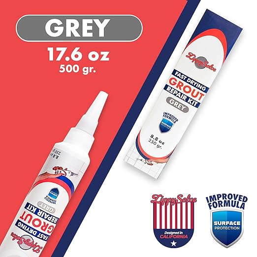 Tile Grout, Repair Kit, 2 Pack Grout Filler, Restore & Renew Tile Joints Line, Fast Drying Tile Grout Paint Squeeze Tube for Bathroom Shower Kitchen Floor, Waterproof (17.6 oz, Grey)