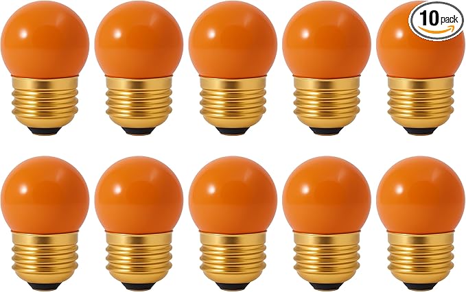 OHLECTRIC 10 Pack - S11 Ceramic Orange Night Bulbs | Dimmable | 7.5W Incandescent Light Bulb with E26 Medium Base | 40 Lumens Brightness | 2700K Warm White Light for Home Illumination
