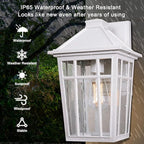 Darkaway Outdoor Sconce Lights Wall Light Fixtures, 14inch Large Porch Light Outdoor Wall Anti-Rust Waterproof Aluminum with Glass Exterior Light Fixture for Patio Yard Doorway Garage (Large, White)