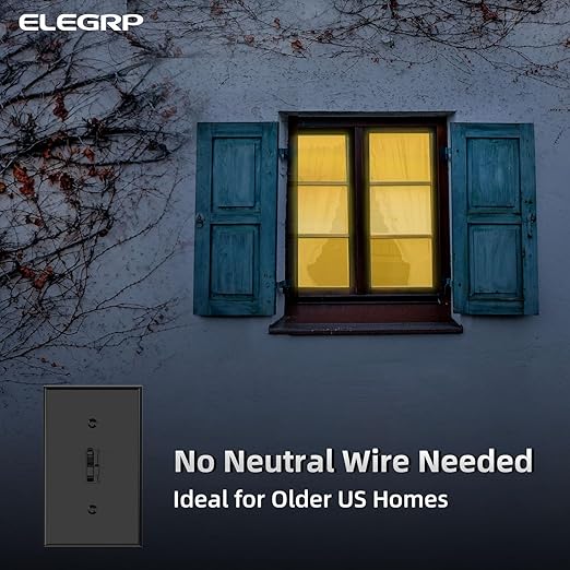 ELEGRP Digital Toggle Dimmer Switch for Dimmable LED, CFL and Incandescent Light Bulbs, Single Pole or 3-Way Toggle LED Dimmer Light Switch, Wall Plate Included, UL Listed, 1 Pack, Black