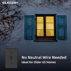 ELEGRP Digital Toggle Dimmer Switch for Dimmable LED, CFL and Incandescent Light Bulbs, Single Pole or 3-Way Toggle LED Dimmer Light Switch, Wall Plate Included, UL Listed, 6 Pack, Black