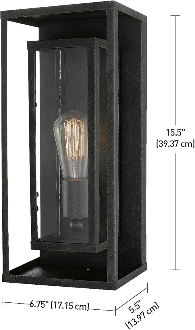 GLOBE Electric 44228 Montague 1-Light Outdoor Wall Sconce, Bronze, Clear Glass Shade,44228