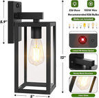 BesLowe Upgraded Motion Sensor Outdoor Wall Light, 13” Dusk to Dawn Porch Light Outdoor Wall Sconce Lantern, 3 Lighting Modes Exterior Lighting Fixture Wall Mount, Outside Light for House, Black