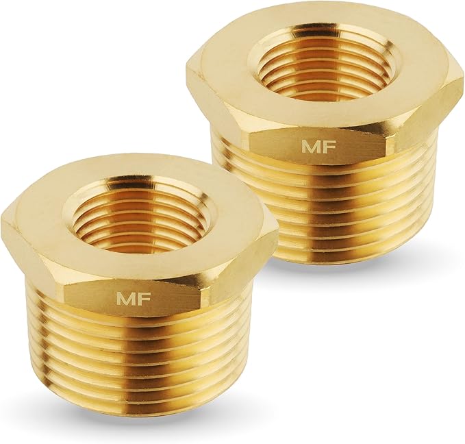 MAACFLOW brass 1" Male NPT to 1/2" Female NPT Adapter Reducer Hex Bushing (Thread OD1.27" - ID 0.72") (pack of 2)
