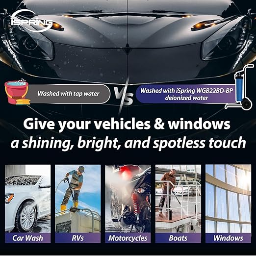 iSpring Spotless Car Wash System with Bypass Valve, Deionized Water System for Spot Free RVs, Model: WGB22BD-BP