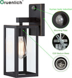 GRUENLICH Dusk to Dawn Large Outdoor Wall Lantern, PIR Motion Sensor Wall Sconce, E26 Base Max 60W, Metal Housing Plus Glass, Oil Rubbed Bronze Finish, Bulb Not Included, 1-Pack