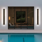 MELUCEE 2 Pack Long Outdoor Wall Lights 24W 5 Color Dimmable Modern Exterior Lighting Fixtures LED Linear Outdoor Wall Sconce for Garage Patio Balcony Porch, 3000K-6000K Adjustable, IP65 Waterproof