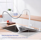 Kitchen Faucet with Soap Dispenser and Pull Down Sprayer - Stainless Steel Single Handle Kitchen Sink Faucet, 1 or 3 Hole Design for Modern Farmhouse Kitchens, Rv, and Bar Sinks(White)