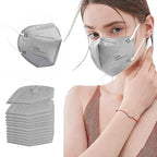 50PCS KN95 Face Mask 5 Layer Cup Dust Safety Masks Breathable Elastic Ear Loops Grey Masks