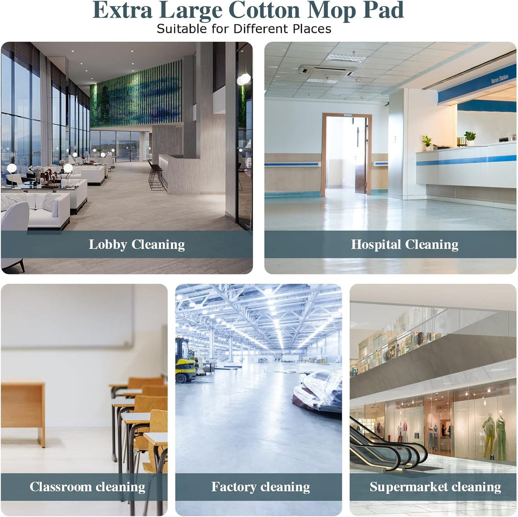 Commercial Mop,Masthome 42" Heavy Duty Dust Mop with Stainless Steel Handle,Large Industrial Mops for Floor Cleaning with 1 Cotton & 1 Microfiber Pad,Wet & Dry Large Mops for Home,Garage,School,Mall