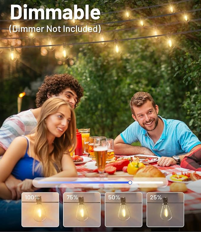 Tenmiro 120FT Outdoor String Lights, Ultra Long Waterproof 30+2 Edison Shatterproof Bulbs Led Outside Patio Lights for Porch Deck Garden Backyard Balcony Wedding Party Decor