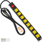 8 Outlet Power Strip 2100J Surge Protector, 8FT Heavy Duty Extension Cord Wide Spaced Outlet and Wall Mount Metal Powerstrip for Home Office Garage Workshop