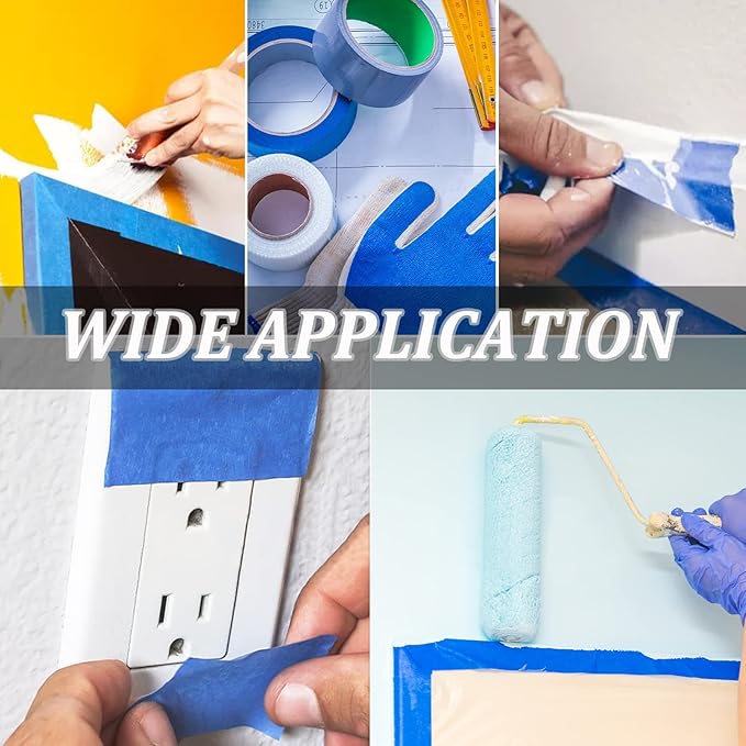 Premium Painters Tape, 10 Rolls Blue Tape Painters Masking Tape for Multi-Purpose, 601yds=10*0.94inch*60.1yds, Craft Adhesive Paint Tape for Walls, DIY Crafts Arts, Labeling, Decoration, Easy Removal